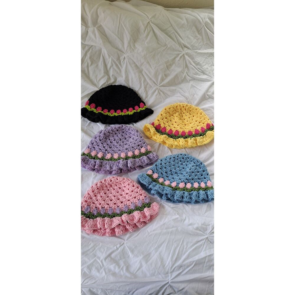 Custom crochet bucket hat for summer, cute cotton bucket hat, crochet ruffle hat